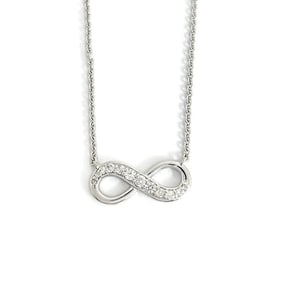 Diamond Infinity Pendant Necklace 14K White Gold, .20 CTW