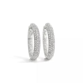Pave Diamond Inside-Out Hoop Earrings 14K White Gold, 2.04 CTW