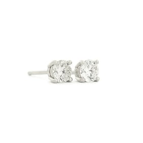 Round Diamond Stud Earrings 14K White Gold 4-Prong Basket, .33 CTW