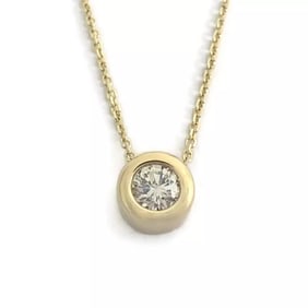 Solitaire Diamond Bezel Pendant Necklace 14K Yellow Gold .50 CT, 16 Inches