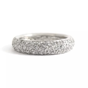 Round Pave Diamond Eternity Wedding Band Ring 14K White Gold, 2.88 Grams