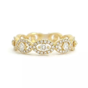 Oval Open Halo Diamond Band Ring 14K Yellow Gold, .52 CTW