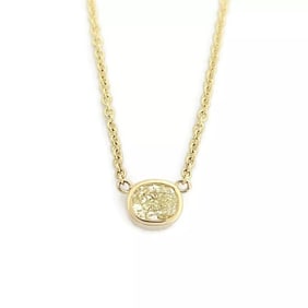 Fancy Yellow Oval Diamond Solitaire Pendant Necklace 14K Yellow Gold, .46 CT