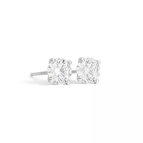 Round Lab-Created Diamond Stud Earrings 14K White Gold 4-Prong Martini, 1.01 CTW