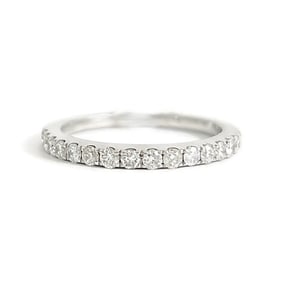 Thin Round Diamond Wedding Band Ring 18K White Gold, .38 CTW, Size 6.75