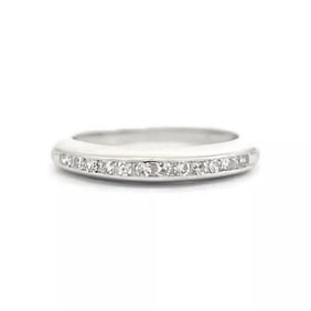 Estate Round Single Cut Diamond Wedding Band Ring 14K White Gold, 1.78 Grams