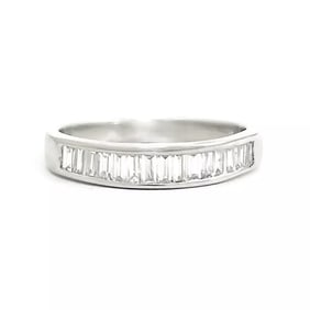 Baguette Diamond Channel-Set Wedding Band Ring 14K White Gold .51 CTW