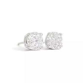 Round Lab-Created Diamond Stud Earrings 14K White Gold 4-Prong Basket, 1.42 CTW