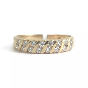 Diamond Slant Gemlock-Set Statement Band Ring 14K Yellow Gold, .45 CTW