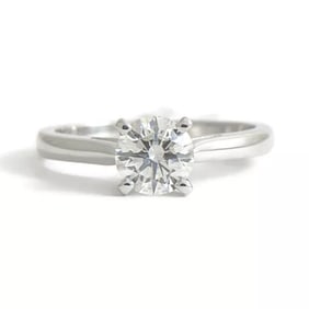 Round Solitaire Diamond Engagement Ring 18K White Gold, .72 CT, 3.55 Grams