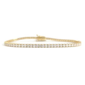Round Lab-Created Diamond Tennis Bracelet 14K Yellow Gold, 7 Inches, 3.26 CTW