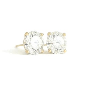 Round Lab-Created Diamond Stud Earrings 14K Yellow Gold 4-Prong Martini 4.14 CTW