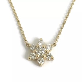 Round Diamond Flower Cluster Pendant Necklace 14K Yellow Gold, 1.40 CTW