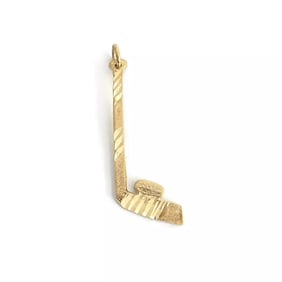 Hockey Stick Pendant Charm 14K Yellow Gold, 1.06 Grams