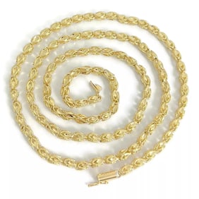 Long Turkish Rope Chain Necklace 14K Yellow Gold, 30 Inches, 4.5 mm, 34.58 Grams