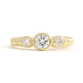 3-Stone Round Bezel Set Diamond Engagement Ring 14K Yellow Gold .45 CTW