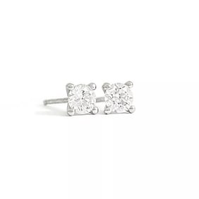 Round Diamond Stud Earrings 14K White Gold 4-Prong Martini .41 CTW