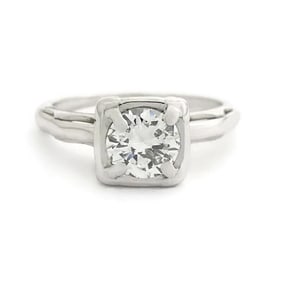 Solitaire Diamond Cushion Halo Engagement Ring 14K White Gold .60 CTW