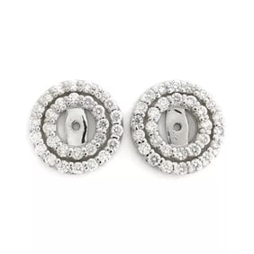 Double Halo Diamond Earring Jackets Enhancers 14K White Gold for 1.00 CTW Studs