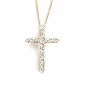 Diamond Cross Pendant Necklace 14K Yellow Gold, 1.82 CTW