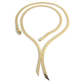 Italian Herringbone Lariat Necklace 14K Yellow Gold, 16 Inches, 3 mm, 9.60 Gr