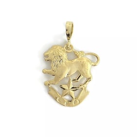 Leo Lion Zodiac Pendant Charm 10K Yellow Gold, 1.60 Grams