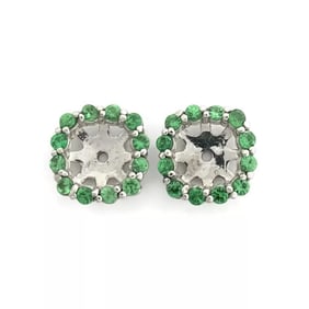 Tsavorite Green Garnet Earring Jackets Enhancers 14K White Gold 1.50 CTW Studs