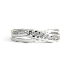 Estate Diamond Crisscross Channel-Set Ring 14K White Gold, .27 CTW, 2.98 Grams