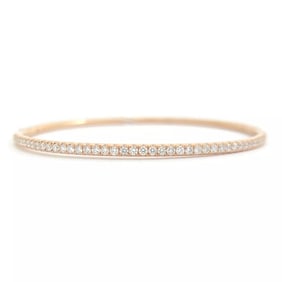 Thin Round Diamond Bangle Bracelet 14K Pink Rose Gold, .86 CTW
