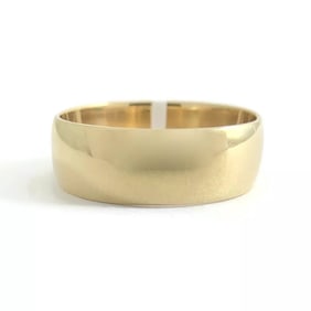 Men's Wide Plain Wedding Band Ring 14K Yellow Gold, Size 8.25, 6.3 mm, 3.87 Gram