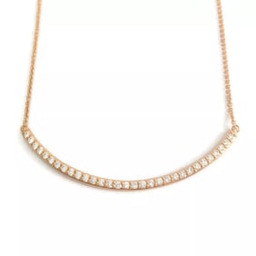 Large Curved Diamond Bar Smile Pendant Necklace 14K Rose Gold, 1.02 CTW