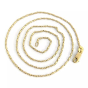Thin Rounded Barrel Chain Necklace 14K Yellow Gold, 18.5 Inches, 1.1 mm, 3.58 Gr