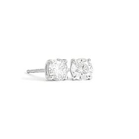 Round Diamond Stud Earrings 14K White Gold 4-Prong Basket, .55 CTW