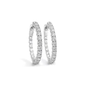 Diamond Inside-Out Hoop Earrings 14K White Gold, 1.85 CTW