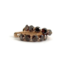 Fancy Brown Diamond Huggie Hoop Earrings in 14K Rose Gold, 1.25 CTW, 3.82 Grams