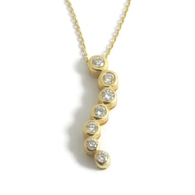 Diamond Bezel Journey Pendant Necklace in 14K Yellow Gold, 80 CTW, 4.56 Grams