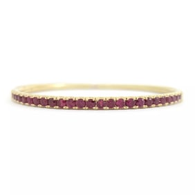 Ruby Gemstone Bangle Bracelet 14K Yellow Gold, 2.25 CTW