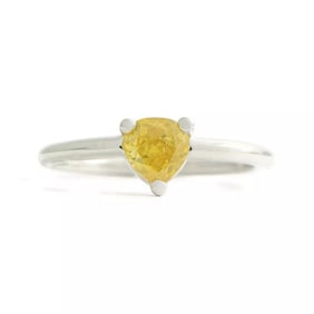 Yellow Heart Diamond Solitaire Engagement Ring 14K White Gold .41 CT