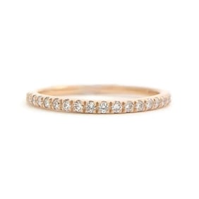 Thin Round Diamond Wedding Band Ring 14K Pink Rose Gold .25 CTW