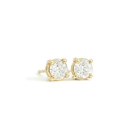Round Lab-Created Diamond Stud Earrings 14K Yellow Gold 4-Prong Basket, .45 CTW