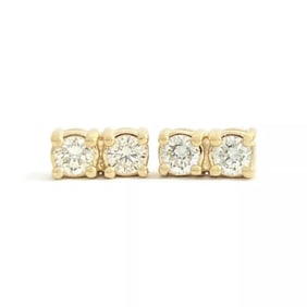 2-Stone Diamond Bar Stud Earrings 14K Yellow Gold .47 CTW