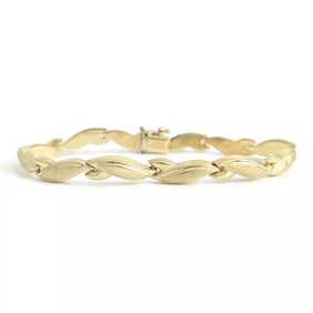 Wave Link Chain Bracelet 14K Yellow Gold, 7.25 Inches, 6 mm, 6.88 Grams
