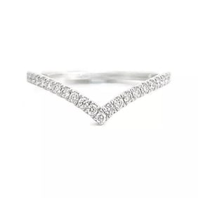 Curved Diamond Chevron V-Shaped Wedding Band Ring 14K White Gold, .30 CTW