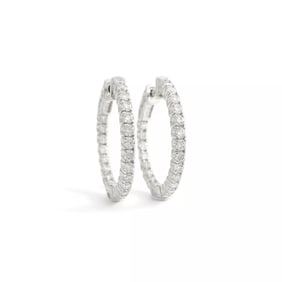 Inside Out Diamond Hoop Earrings 14K White Gold, 1.29 CTW