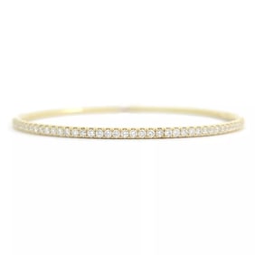 Thin Round Diamond Bangle Bracelet 14K Yellow Gold, .86 CTW