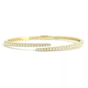 Bypass Claw Diamond Bangle Bracelet 14K Yellow Gold, 1.55 CTW