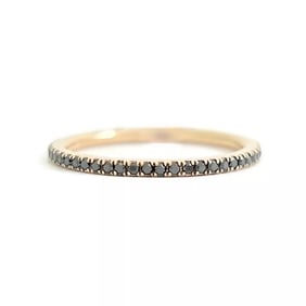Thin Black Diamond Eternity Ring Band 14K Rose Gold, .45 CTW, Size 5.25, 1.3 mm