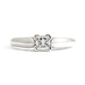Princess Cut Solitaire Diamond Engagement Ring 14K White Gold .38 CT, 4.45 Gr