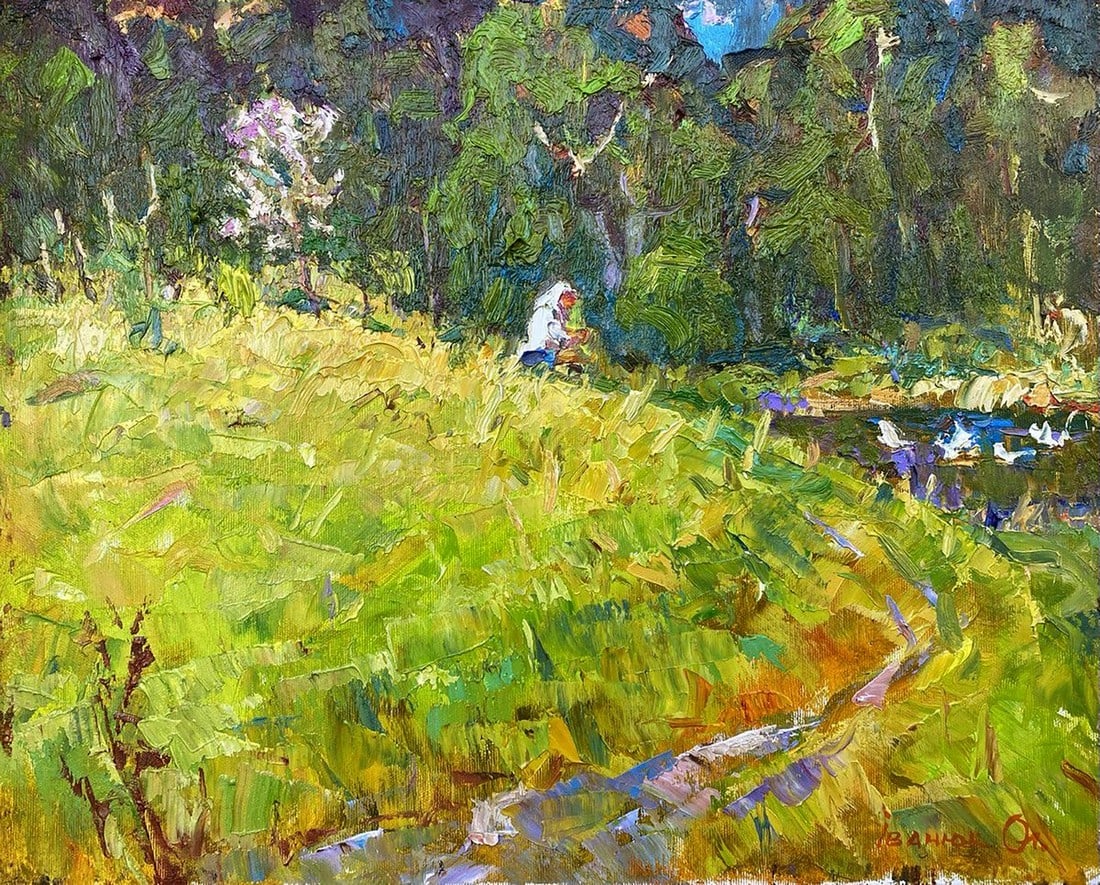 Oil painting By the pond Alex Kalenyuk (1 of 4)