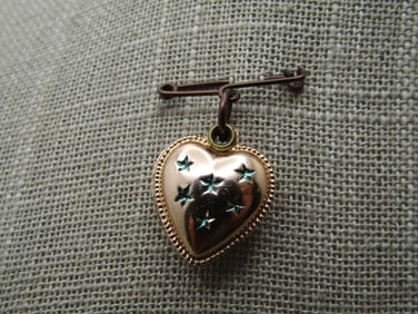 Vintage Pink & Blue Enameled Heart Brooch, Gender Reveal Vintage Style, 1930's-1940's